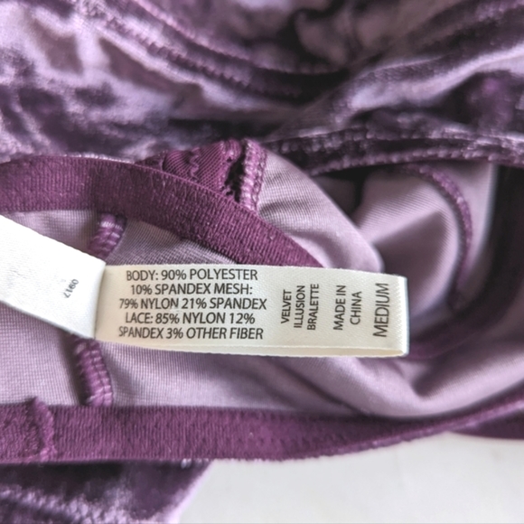 NWT Soma Women's Size M Purple Velvet Illusion Bralette - Picture 8 of 13